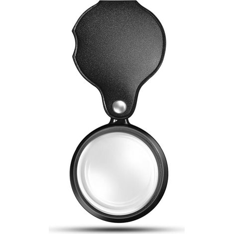 Small pocket magnifying glass, mini folding magnifying glass with rotating leather protective cover, ideal for reading newspapers, books, magazines YMYNY
