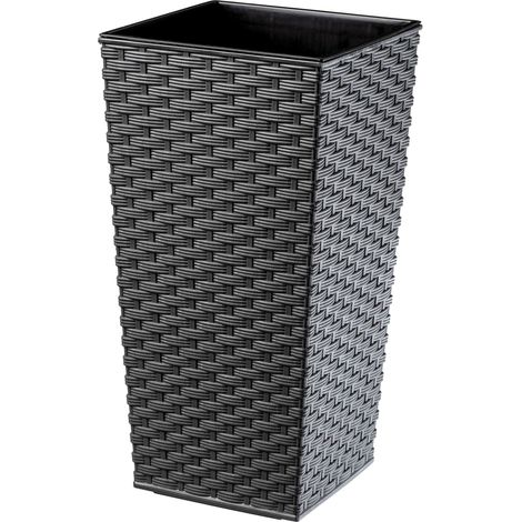 KADAX Rattan Blumentopf, mit Einlage, Pflanzkübel, 30 cm, Graphit