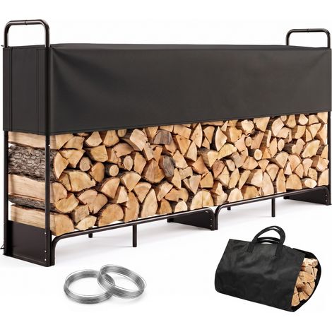 Verzinktes Stahl-Holzregal für den Innen- und Außenbereich mit Abdeckung und 600D Oxford-Tasche, Tragkraft 500 kg, Schwarz (1/5)