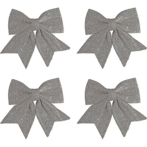 Lot De 4 Nœuds Décoratifs Pour Sapin De Noël, Ornements Nœuds Papillon, Boules À Suspendre Pour Fête De Noël (1/2)