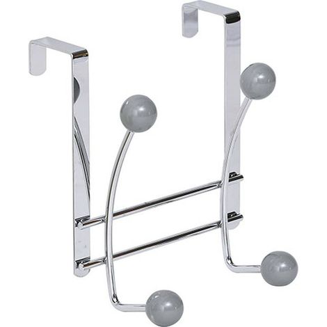 Kleiderhaken aus metall mit 4 keramikhaken - chrom grau - Tendance