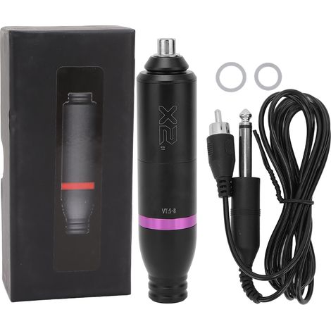 Stylo Machine à Tatouage Portable Aluminium avec Interface RCA - Aiguille Cartouche - Noir Violet (1/5)