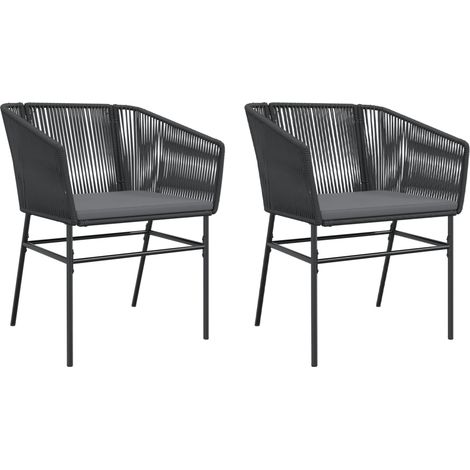 Maison Exclusive - Gartenstühle 2 Stk. mit Kissen Schwarz Poly Ra