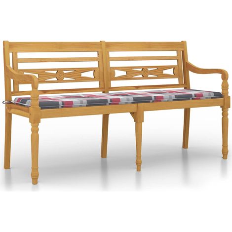 Maison Exclusive - Batavia-Bank mit Kissen Rot Karomuster 150 cm
