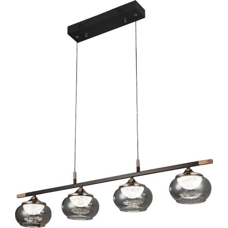 Lámpara de techo colgante alargada Pompeya 4l Negro 28w