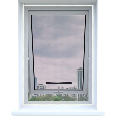 Fliegengitter für Dachfenster, Insektenschutz zum Anbringen an Klappfenster, Zuschneidbar auf Fenstergrößen bis 130x150cm, Schwarz (1/5)
