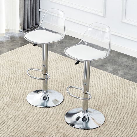 2er-Set höhenverstellbare Barhocker 82-104 cm, 360° drehbar, weiß und silber HAVRYA (1/5)