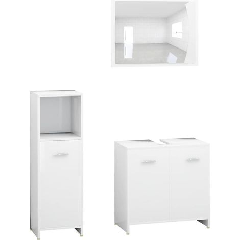 Maison Exclusive - Ensemble de meubles de salle de bain 3pcs Blanc Bois ingénierie (1/5)