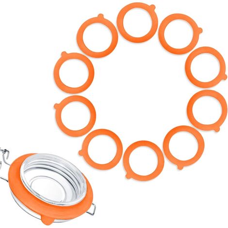 CCYKXA  Lot de 10 Joint Bocaux En Silicone, Remplacement de Joints de Bocal, Interchangeables Joint Bocaux, Silicone Étanche Joint Bocaux, Caoutchouc Bocaux Pour Couvercle à Pince En Verre (Orange)