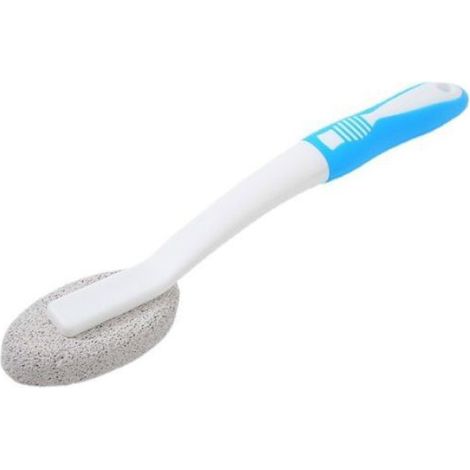 1 Brosse pierre ponce, manche PP incurvé, nettoyage cuvette, carrelage, piscine, salle de bain (1/4)