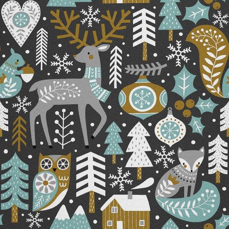 Outdoor dekostoffe oxford - Motiv Waldtiere im Winter I DX274 (1/5)