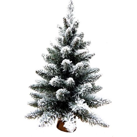 ALBERO DI NATALE INNEVATO VAL GARDENA 45 CM DA INTERNO CON BASE IN JUTA