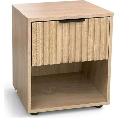 Commode moderne en bois mélaminé, 40 x 30 x 45 cm, couleur chêne