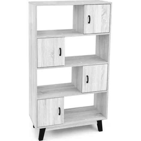 Librería móvil Ares 80 x 30 x 137 cm en blanco madera
