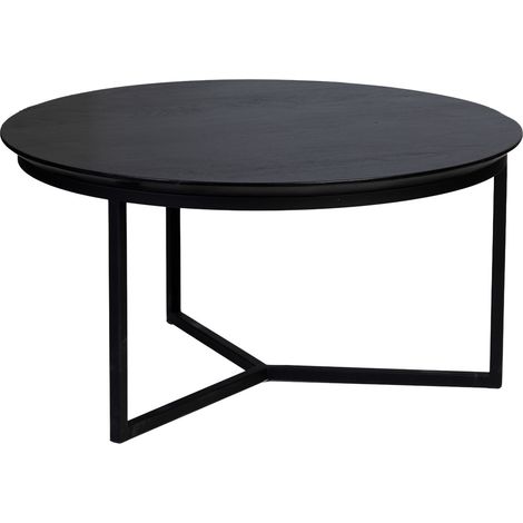 Mesa de centro, tablero de mango negro y patas de hierro 80x80x40h cm (1/5)