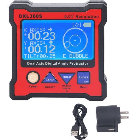 Niveau numérique 2 axes avec alarme sonore, rapporteur électronique haute précision, inclinomètre portable, prise US 100-240V, sans aimant, mesure d'angle professionnelle (1/5)