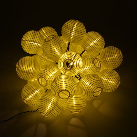 Ortviai Guirlande solaire décorative 5 m avec 20 LED, étanche IP44, 2 modes (fixe/clignotant), batterie 400 mAh
