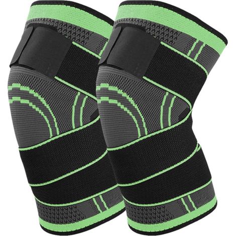 Genouillère de sport – Genouillère rotulienne et ligamentaire, compression réglable, genouillère pour arthrose, déchirures méniscales, tendinites, arthrite (M, vert) (1/5)