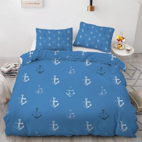 Bettwäsche-Set 155x220 cm 3-teilig Mikrofaser Anker Motiv mit Reißverschluss