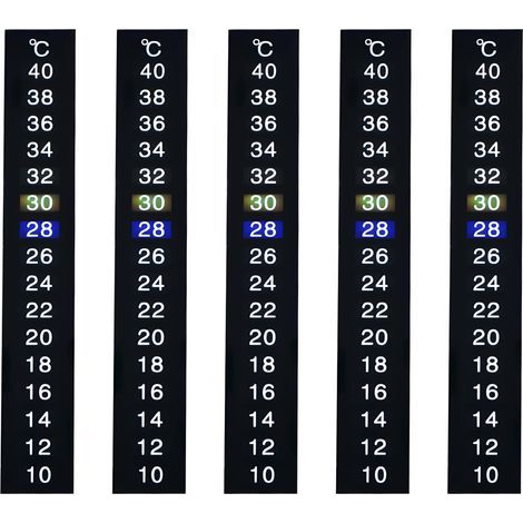 Thermometer, Plastic Sticker 13x1.8cm, 1°C Accuracy, Aquarium, Reptile, Fish (1/5)