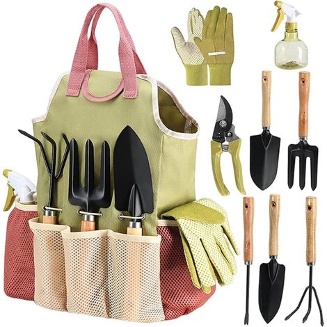 Ensemble d'outils de Jardinage, kit d'outils de Jardinage – Ensembles ' Jardin Robustes 9 pièces avec poignées ergonomiques antidérapantes, Pelle résistante à la Rouille, truelle, râteau (1/5)