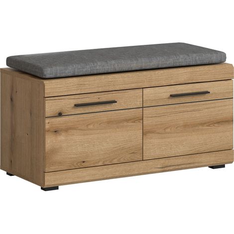 Porte-Manteau Banc de Couloir Étagère à Chaussures en chêne 90 x 44 x 40 cm avec Coussin d'assise (1/5)