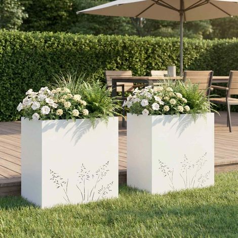 Cache-pot de jardin 2 pc Blanc 50 x 30 x 49 cm (1/5)