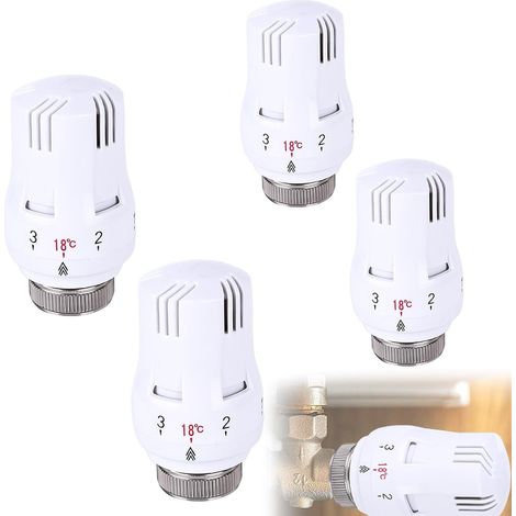 Set mit 4 Thermostatköpfen: Heizkörperventil M 30 x 1,5, Thermostat-Kühlkopf, Thermostatkopf-Ersatz, Thermostatkopf, Heizkörperventil-Ersatzkopf, Ersatzkopf (1/4)