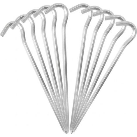 Lot de 8 piquets de tente en aluminium de qualité supérieure - Piquets de 18 cm avec crochet robuste - Forme hexagonale pour une adhérence maximale - Idéal pour le camping, les auvents et les activité (1/5)