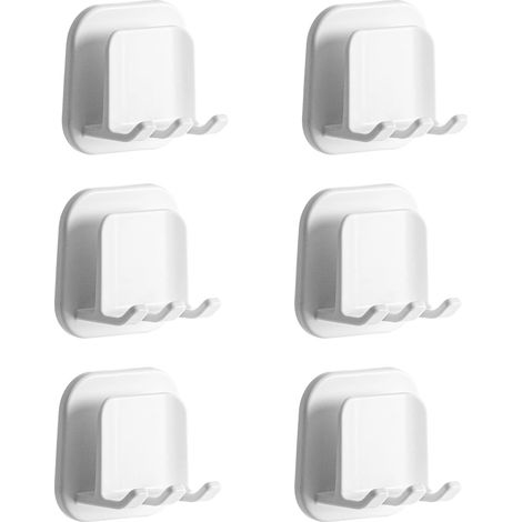 Support mural auto-adhésif pour brosse à dents électrique, étanche, avec rangement pour accessoires de salle de bain (6 pièces). (1/5)