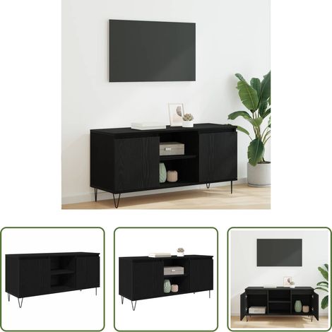 Wohnzimmer - TV-Schränk Schwarz Eichen-Optik 104 x 35 x 50 cm Holzwerkstoff (1/5)