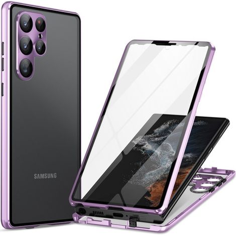 Custodia magnetica a doppio vetro per Samsung Galaxy S24 Ultra, viola (1/5)