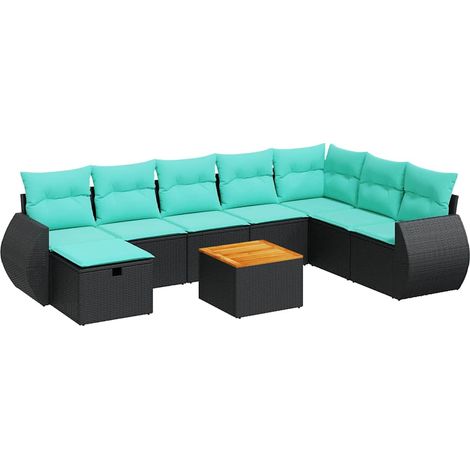 Maison Exclusive - Set Divani da Giardino 9 pz con Cuscini Nero in Polyrattan