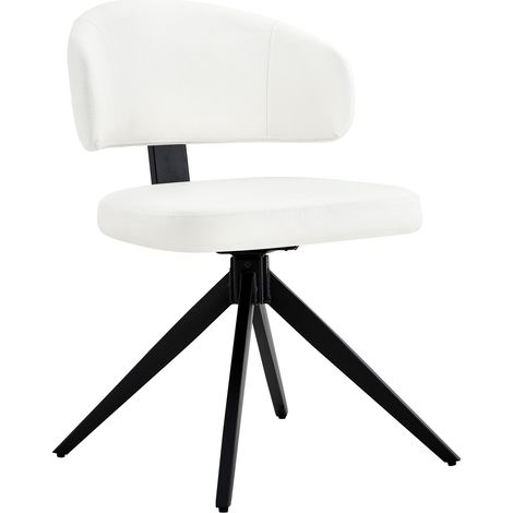 Set di 2 sedie da pranzo moderne bianche in PU, schienale curvo e base girevole (1/5)
