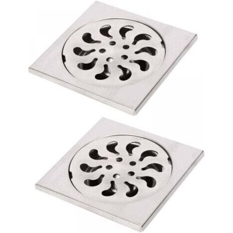 10x10x30mm 2pcs Siphon de Sol Acier Inoxydable, Grille de Douche Carrée Filtre de Douche Drain de Douche Attrape Cheveux pour Salle de Bain