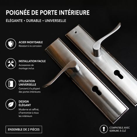 Serrure à poignée à clé L001001SS/G, pose en surface, porte double en bois massif, 1 kg – Livraison gratuite (1/5)