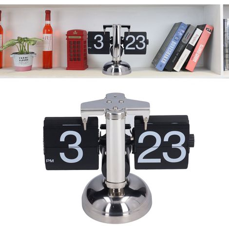 Reloj plegable retro – Mecanismo de cuarzo automático, material PVC/ABS, dimensiones 20,5 x 17 x 9 cm, indicador AM/PM – Decoración de oficina moderna y única (1/5)