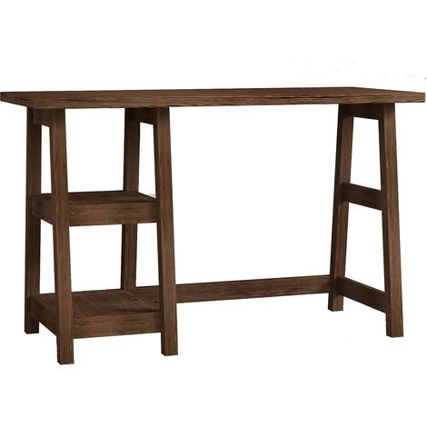 Schreibtisch Tollo, 3 Regale, 2 Fächer, Ablagefarbe Braun, 120x51x74h cm Nussbraun
