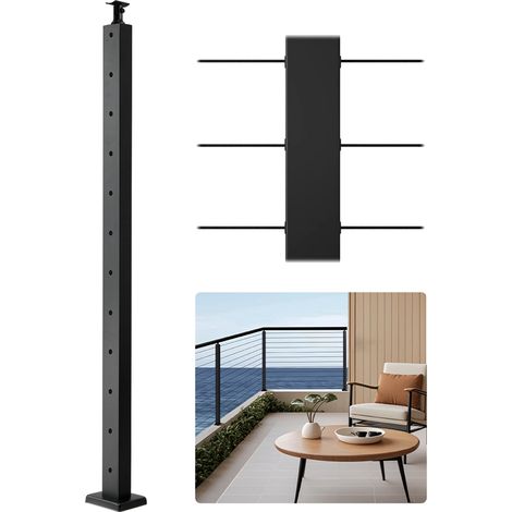 VEVOR Ringhiera per Recinzione da Balcone 1067x108x68 mm da Giardino Balcone Ponte in Acciaio Inox, Kit di Palo per Balaustrata da Terrazza, Nero, 1JZLGZXHS1063GGTD001V0