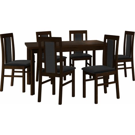 Conjunto de mesas y sillas para comedor Victorville 293, Nuez, 78x80x140cm, Diámetro: 0, Número de asientos: 6, Estilo: Contemporary