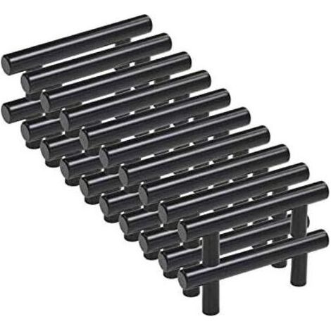 20pcs Poignee Meuble noir Poignée de Meuble Cuisine noir T Poignées Placard Tiroir Noir (1/5)