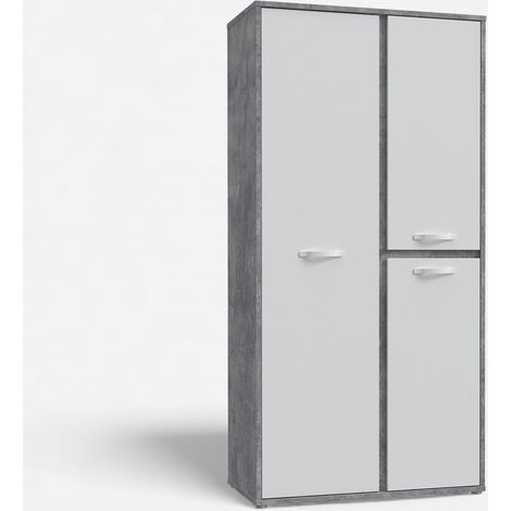 Armadio 3 ante battenti e ripiani interni stile moderno 99x201 Canmore (1/4)