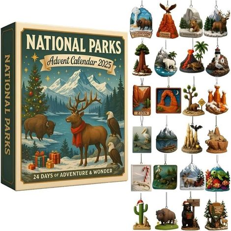 (1PCS) Calendrier de l'Avent des parcs nationaux 2025, calendrier de Noël de 24 jours avec objets de collection des parcs nationaux, de la faune et des paysages d'Amérique, cadeau pour les amoureux de (1/5)