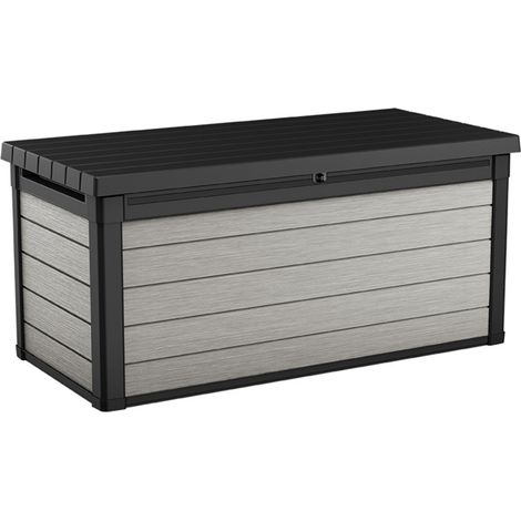 Keter – Coffre de jardin 570L – Dimensions 152x72x70cm – Résistant aux intempéries et aux UV – Design bicolore imitation bois