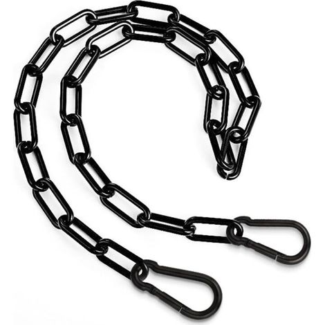 Anti-theft Gate Chain, 1m Chain, Black Metal Chain with 2 Detachable Snap Hooks, Heavy Duty Stainless Steel Chain for Outdoor Fence, Cage, Security Lock (1/5)