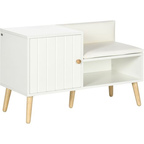 Banc meuble à chaussures 2 en 1 style scandinave bois pin blanc (1/5)