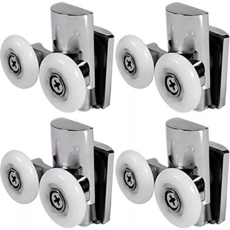 Roulettes pour porte de douche, roulettes 23 mm haut ou bas, porte de douche coulissante pour porte vitrée de cabine de salle de bain (23 mm/2 haut + 2 bas)