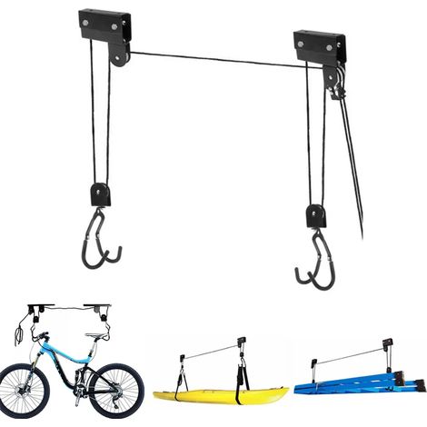 Porte-vélos à grue, élévateur de vélos, poulie d'élévateur pour vélos, capacité de charge de 60 kg, suspension robuste pour vélos (1/5)