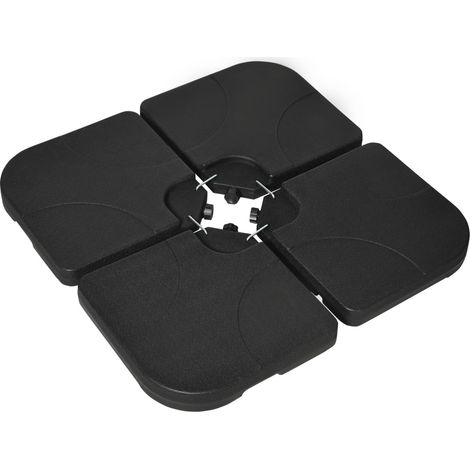 Lot de 4 dalles de parasol Poids de lestage carré pour parasols déportés pieds croix dim. chaque dalle Noir