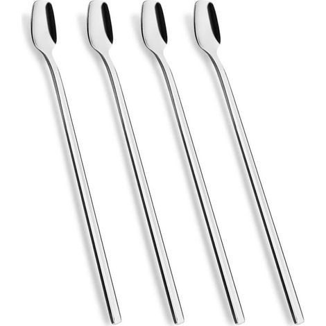 Lot de 4 cuillères à café à long manche de 15,2 cm, en acier inoxydable 18/10 de qualité supérieure. (1/4)